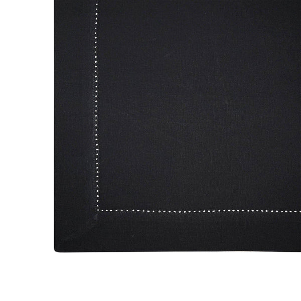 Lushomes Black Holestitch Cotton 4 Seater Dining Table Cover Cloth Linen (Pack of 1, 60 x 60 inches) - Lushomes
