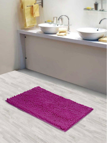Lushomes Bathroom Mat, 2200 GSM Floor Mat with High Pile Microfiber, anti skid mat  with Contour footmat Anti Slip  (Bathmat Size 16 x 24 Inch, Contour Size 16 x 16 Inch, Single Pc, Rose Pink)
