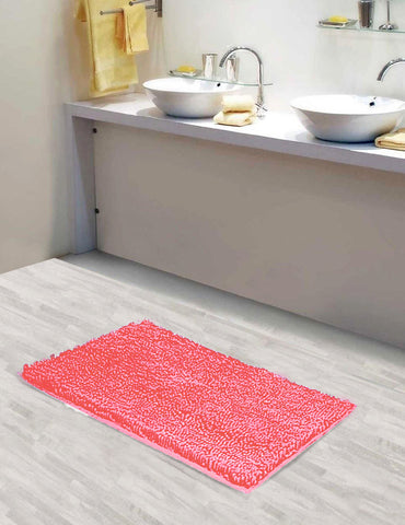 Lushomes bathroom mat, anti slip mat for bathroom floor, 1200 GSM Floor Mat with High Pile Microfiber, door mats for bathroom, kitchen mat (16 x 24 Inch, Single Pc, Pink)