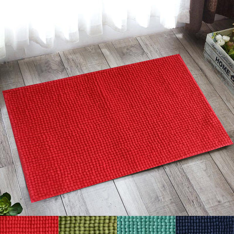 Lushomes Bathroom Mat, floor mats for home, anti slip mat, 1800 GSM Floor Mat with High Pile Microfiber, mat for bathroom floor with Anti Skid Spray Backing  (12 x 18 Inch, Single Pc, Red)