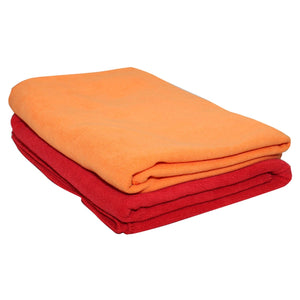 Microfibre Towel for Bath, Quick Dry Towel for Men Women, Large Size Towel Set of 2, 27 x 55 Inch (70x140 Cms, Set of 2, Red & Orange Combo)