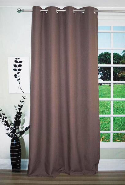 Lushomes Brown Water Repellent Frankfurt Matty Door Curtain with 8 metal eyelets & tie back (Size: 52" x 90", Single pc) - Lushomes