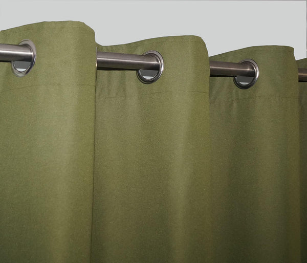 Lushomes Green Water Repellent Frankfurt Matty Door Curtain with 8 metal eyelets & tie back (Size: 52" x 90", Single pc) - Lushomes