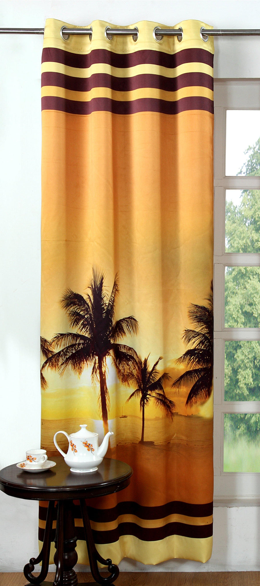 Lushomes Digitally Printed Beach Polyester Blackout Curtains for Long Doors (Single pc) - Lushomes