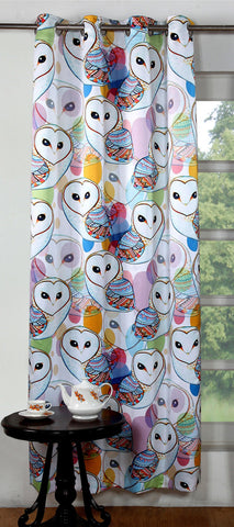 Lushomes Digitally Printed Owl Polyester Blackout Curtains for Long Doors (Single pc) - Lushomes