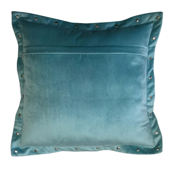 Lushomes Smooth Turquoise Velvet Cushion covers with some metallic Oomph (Single Pc, 16‰۝ x 16‰۝) - Lushomes