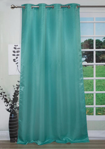 Lushomes Sea Green Contemporary Stripped Door Curtain with 8 metal Eyelets (54 x 90‰۝)-Torantina - Lushomes