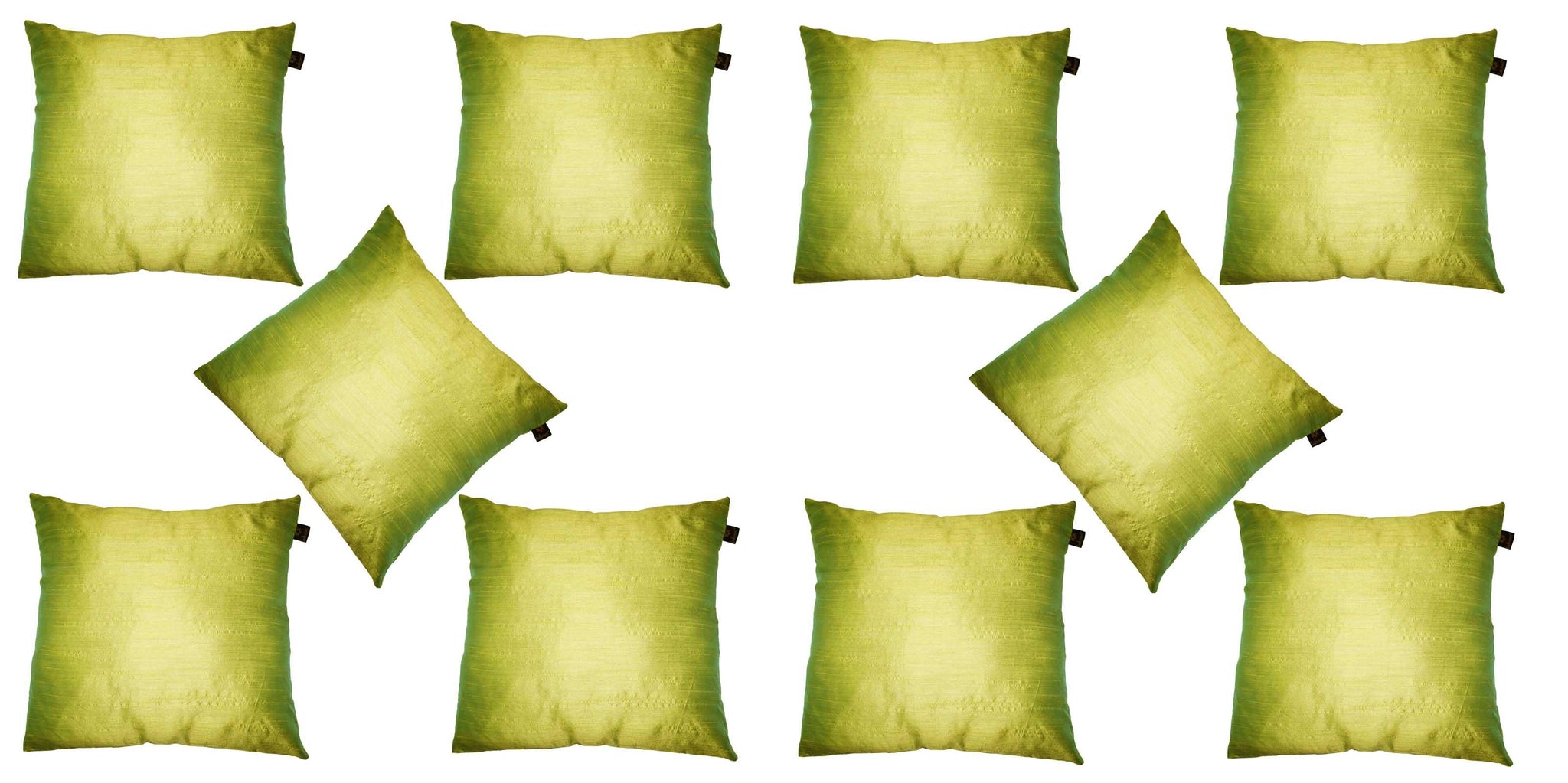 Lushomes Green Dupion Silk Cushion Covers (Pack of 10) - Lushomes