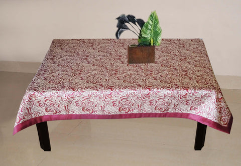 Lushomes Pink 1 Selfdesign Jaquard Centre Table Cloth (Size: 36x60 inches), single pc - Lushomes