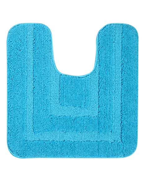 Lushomes Anti Slip Microfiber, bathroom mat,  Polyester Turquoise Extra Large Bath Mat Set, door mats for bathroom (Bathmat 19 x 30 inches, Pack of 2, Contour 19 x 18 inches, Pack of 2)