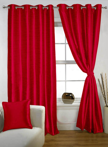 Lushomes Red Twinkle Star Curtain with Blackout Lining for Long Door - Lushomes