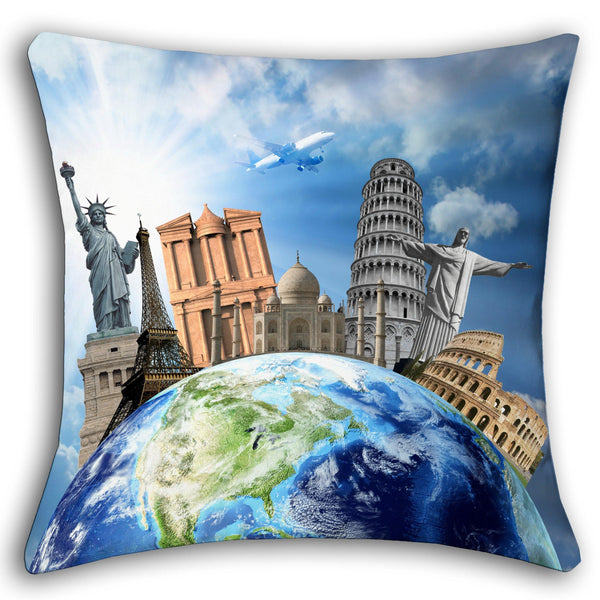 Lushomes Digital Print Around the World Cushion Covers (Pack of 5) - Lushomes
