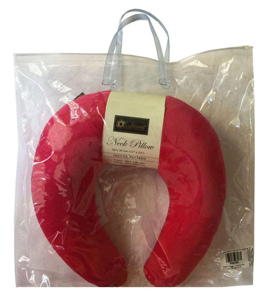 Lushomes Plain U-shaped Pink Neck pillow with velvet finish (Single pc) - Lushomes