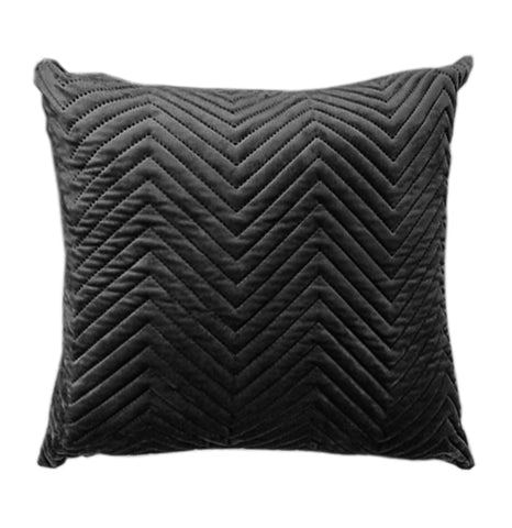 Quilted Velvet Cushion Cover with Top Zipper, Pillow Covers, Square, Big Sofa Cover,  16 x 16 Inches, Pack of 1, cushion covers 16 inch x 16 inch, festive cushion covers (40x40 Cms, Black)