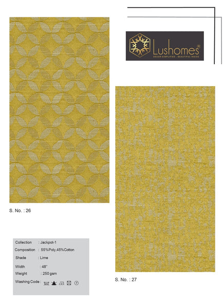 Lushomes 55% Polyester & 45% Cotton 48" Inches Width Jacquard Jackpot-1 250 GSM Fabric