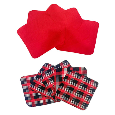 Lushomes Kitchen Cleaning Cloth, Waffle Cotton Dish Machine Washable Towels for Home Use, 5 Pcs Red and Black Checks and 5 Pcs Plain Red Checks Combo, 12x12 Inches, 280 GSM (30x30 Cms, Set of 10)