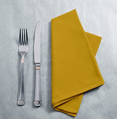 Lushomes Table Napkin, Mustard Yellow Cloth Cocktail Napkins Folding for Homes Restaurant, Bar, Cafe, Or Events, kitchen napkins, hand napkins for home, Cotton Napkin (Pack of 12, 9 x 9 inch)