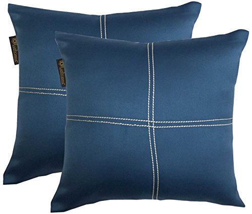 Lushomes cushion cover 12x12, boho cushion covers, sofa pillow cover, cushion covers with Flenges (12x12 Inches, set of 2, Blue)