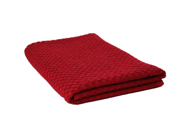 Lushomes Towels for Bath, bath towel, cotton towels for bath, large size, bathing towel, for Men and Women, Popcorn Weave, Cherry Red, 335 GSM Approx (Pack of 1, Size 70 x 150 cms, 28x59 Inch)