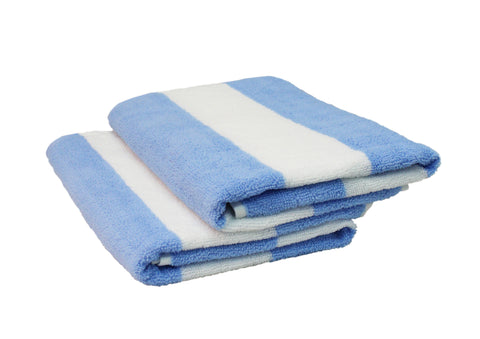 Lushomes Microfibre Towel, Quick Dry Bath Towel for Men Women kids, Large Size Towel Set of 2, Cabana Stripes,  24 x 52 Inch, home décor Items, 225 GSM (62x132 Cms, Set of 2, Sky Blue)