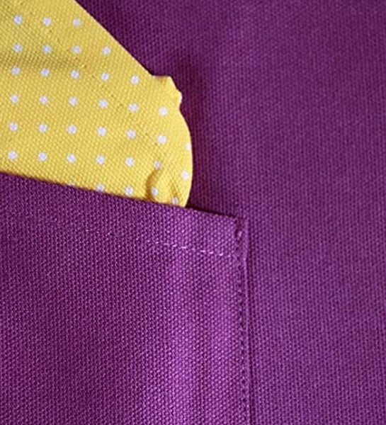 Lushomes table mat and napkins for dining table Set of 12, Fancy Table Mats Online with Pocket and Printed Cloth Napkins, Yellow and Purple(6 Pc Placemats,13x19 Inces + 6 Pcs of Napkins, 16x16 Inches)