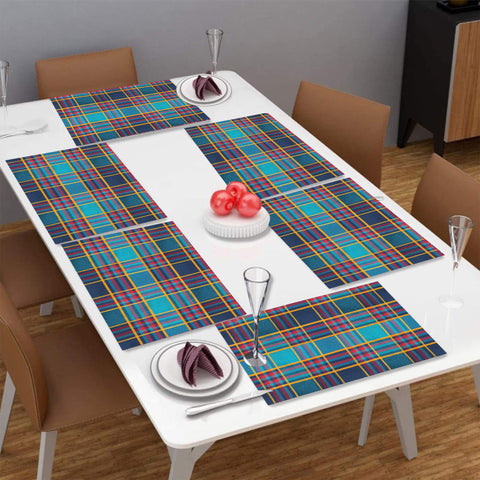 Lushomes Table Mat, Green Checks design Dining Table Mat, table mats set of 6, Also Used as kitchen mat, fridge mat, cupboard sheets for wardrobe, Fused Texture (Pack of 6, 13x18 Inches, 33x48 Cms)