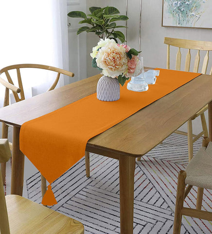 Lushomes Fancy Orange Classic Cotton Dining Table Runner with Coordinating Cotton Tassel, table runner for 6 seater dining table, for centre table,  for dining table (Single Pc, 13” x 72”, 33 x 183 Cms)