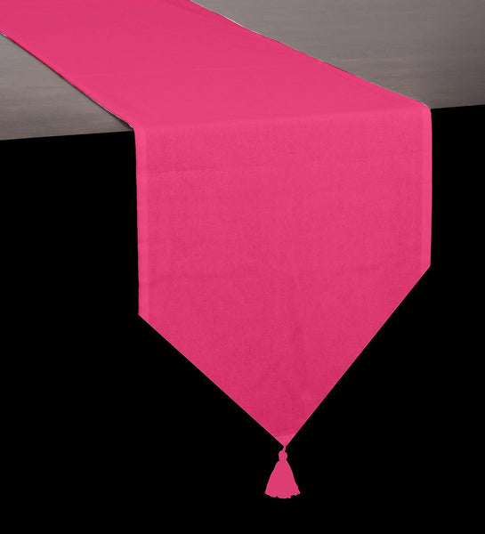 Lushomes Rose Pink Classic Cotton Dining Table Runner with Coordinating Cotton Tassel, table runner for 6 seater dining table, for centre table,  for dining table (Single Pc, 13” x 72”, 33 x 183 Cms)