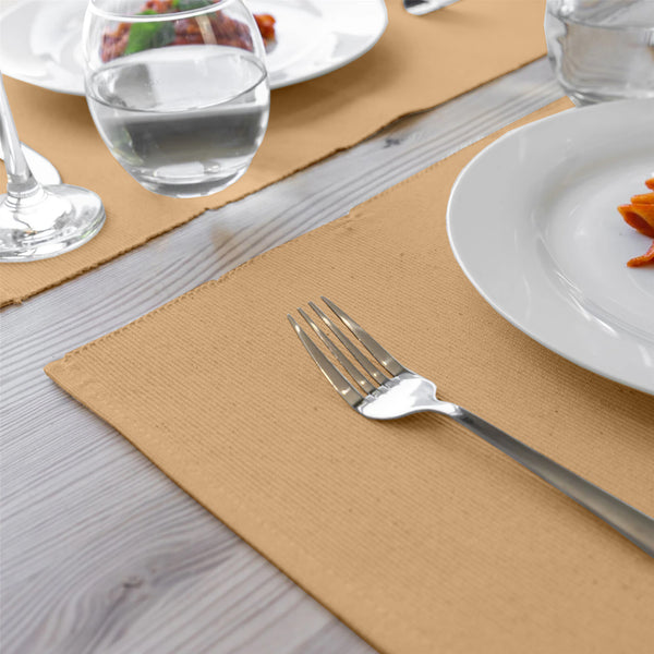 Lushomes Table Mat, dining table mat, kitchen mat, table mats set of 6, dining table accessories for home, Beige placemats, Ribbed Food Mat, mats for kitchen (13x19 Inch, 33x48 Cms, Pack of 6)