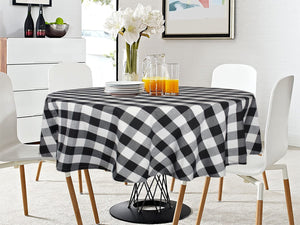 Lushomes Table Cloth, Cotton table cloth, round table cover, Black Checks sheet, used for Study, Dastarkhan,Tea, Cyclinder Cover, teapoy (Size 40 Inch Round, 2 Seater Round/Oval Dining Table Cloth)