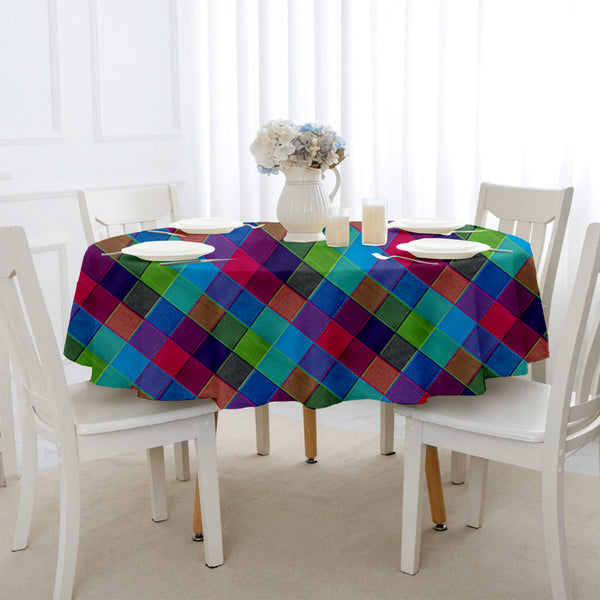 Lushomes table cloth Cotton, 2 seater table cover, Round dining table cover, table cloth for study table, Multi Checks Table Cover with 1 Cms Hem (Pk of 1, Size: 40 Inch Round, 100 Cms Round)