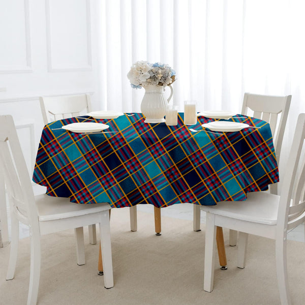 Lushomes table cloth Cotton, 2 seater table cover, Round dining table cover, table cloth for study table, Green Checks Table Cover with 1 Cms Hem (Pk of 1, Size: 40 Inch Round, 100 Cms Round)