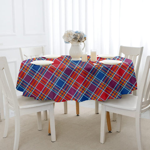 Lushomes table cloth Cotton, 2 seater table cover, Round dining table cover, table cloth for study table, Red Checks Table Cover with 1 Cms Hem (Pk of 1, Size: 40 Inch Round, 100 Cms Round)
