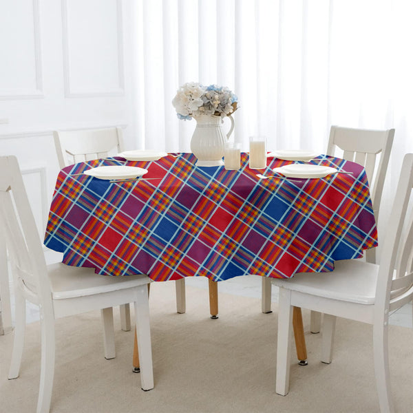Lushomes table cloth Cotton, table cloth for 4 seater dining table, Round table cover 4 seater, round table cover, Red Checks Table Cover with 1 Cms Hem (Pk of 1, Size: 60 Inch Round, 5 FT Round)