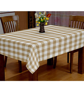 Lushomes Buffalo Checks Beige Plaid Square Dining Table Cover Cloth, dining table cover 4 seater, dining table 4 seater cover, table cover 4 seater (Size 60 x 60”, 4 Seater Square Table Cloth)