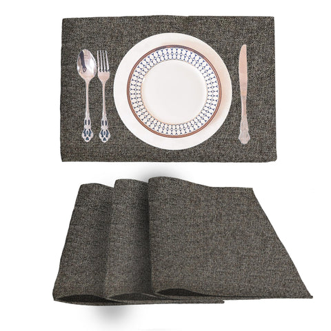 Lushomes Jute Table Mat, Coffee Brown Dining Table Mat, table mats set of 4, Also Used as kitchen mat, fridge mat, cupboard sheets for wardrobe, Jute Place mats (Pack of 4, 12x18 Inches, 30x45 Cms)
