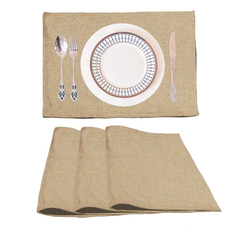 Lushomes Jute Table Mat, Beige Dining Table Mat, table mats set of 4, Also Used as kitchen mat, fridge mat, cupboard sheets for wardrobe, Jute Place mats (Pack of 4, 12x18 Inches, 30x45 Cms)
