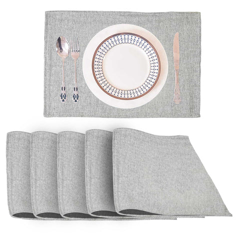 Lushomes Jute Table Mat, Grey Dining Table Mat, table mats Set of 6, Also Used as kitchen mat, fridge mat, cupboard sheets for wardrobe, Jute Place mats (Pack of 6, 12x18 Inches, 30x45 Cms)