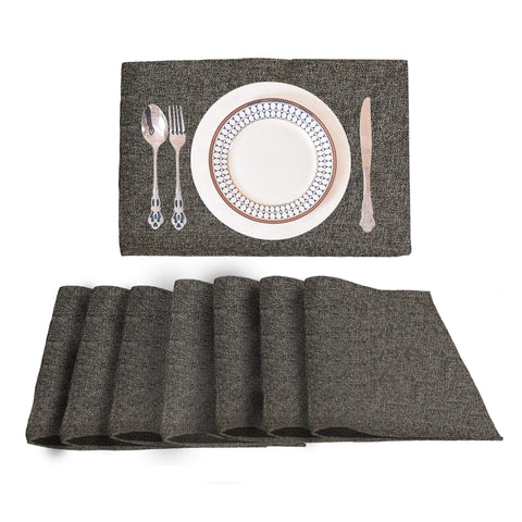 Lushomes Jute Table Mat, Coffee Brown Dining Table Mat, table mats Set of 8, Also Used as kitchen mat, fridge mat, cupboard sheets for wardrobe, Jute Place mats (Pack of 8, 12x18 Inches, 30x45 Cms)
