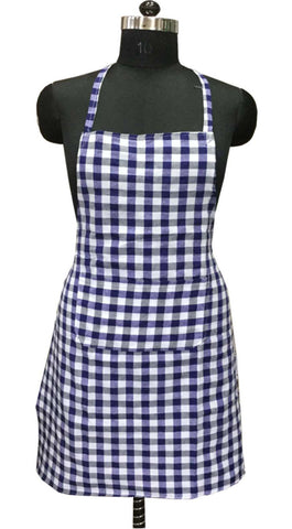 Lushomes apron for women, Blue Checks apron for kitchen, kitchen apron for Men Women, waterproof apron, plastic apron Backing for kitchen, Cooking Apron, aprint, kitchen dress (62x82 Cms, Set of 1)