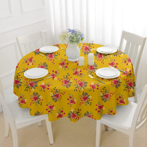 Lushomes round table cover, table cloth for 4 seater dining table, dining table accessories for home, 4.75 FT Round, Machine wash Twill Fabric (Pack of 1, 57" Round, Yellow Flowers Design)