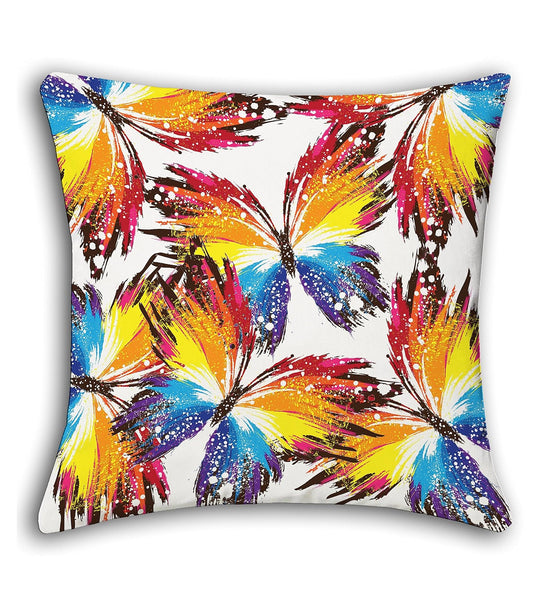 Lushomes cushion covers 16 inch x 16 inch, cusion covers for sofa 16" 16 Digital Printed Creative Butterfly Square Festive and Ethnic Cushion Covers (5 Pcs, Size: 16''x16'')