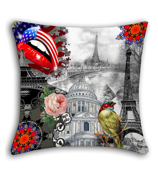 Lushomes cushion covers 16 inch x 16 inch, cusion covers for sofa 16" 16 Digital Printed Sketch Square Festive and Ethnic Cushion Covers (5 Pcs, Size: 16''x16'')