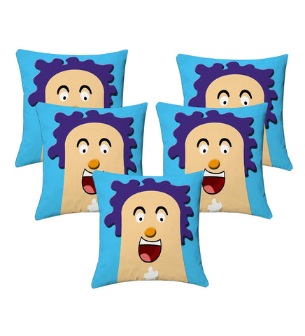Lushomes cushion covers 16 inch x 16 inch, cusion covers for sofa 16" 16 Kids Digital Printed Laughter Square Festive and Ethnic Cushion Covers (5 Pcs, Size: 16''x16'')