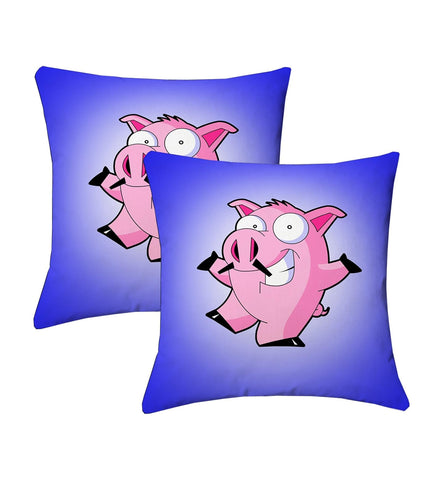 Lushomes cushion cover 24 inch x 24 inch, Kids Digital Printed Pig Square Festive and Ethnic Cushion Covers, 24 inch cushion cover (2 Pcs, Size: 24''x24'')