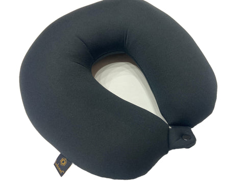 Lushomes Wonder Foam Black Travel Neck Pillow with Snap Button - 30 cm x 35 cm, neck pillow for travel, travel pillow, travel pillow for flights, for neck pain sleeping, train  (Single Pc)