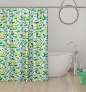 Lushomes shower curtain, Fish Doodle Printed, Polyester waterproof 6x6.5 ft with hooks, non-PVC, Non-Plastic, For Washroom, Balcony for Rain, 12 eyelet & no Hooks (6 ft W x 6.5 Ft H, Pk of 1)
