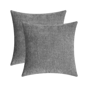 Couch sofa covers, Chenille, couch cushion covers , 16x16 Inch/40x40 Cms, decorative pillow covers, Knife Edge with Invisible Zipper, sectional couch covers, Pack of 2, Grey by Lushomes