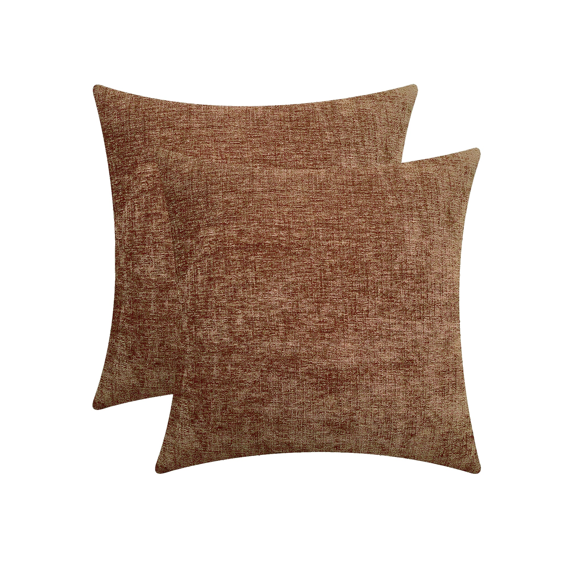 Throw Pillow Covers, Chenille couch pillow covers 18 x 18, pillow cases 18x18 Inches, Knife Edge with Invisible Zipper, 18x18 pillow cover set of 2, pillows decorative, neutral, Brown by Lushomes