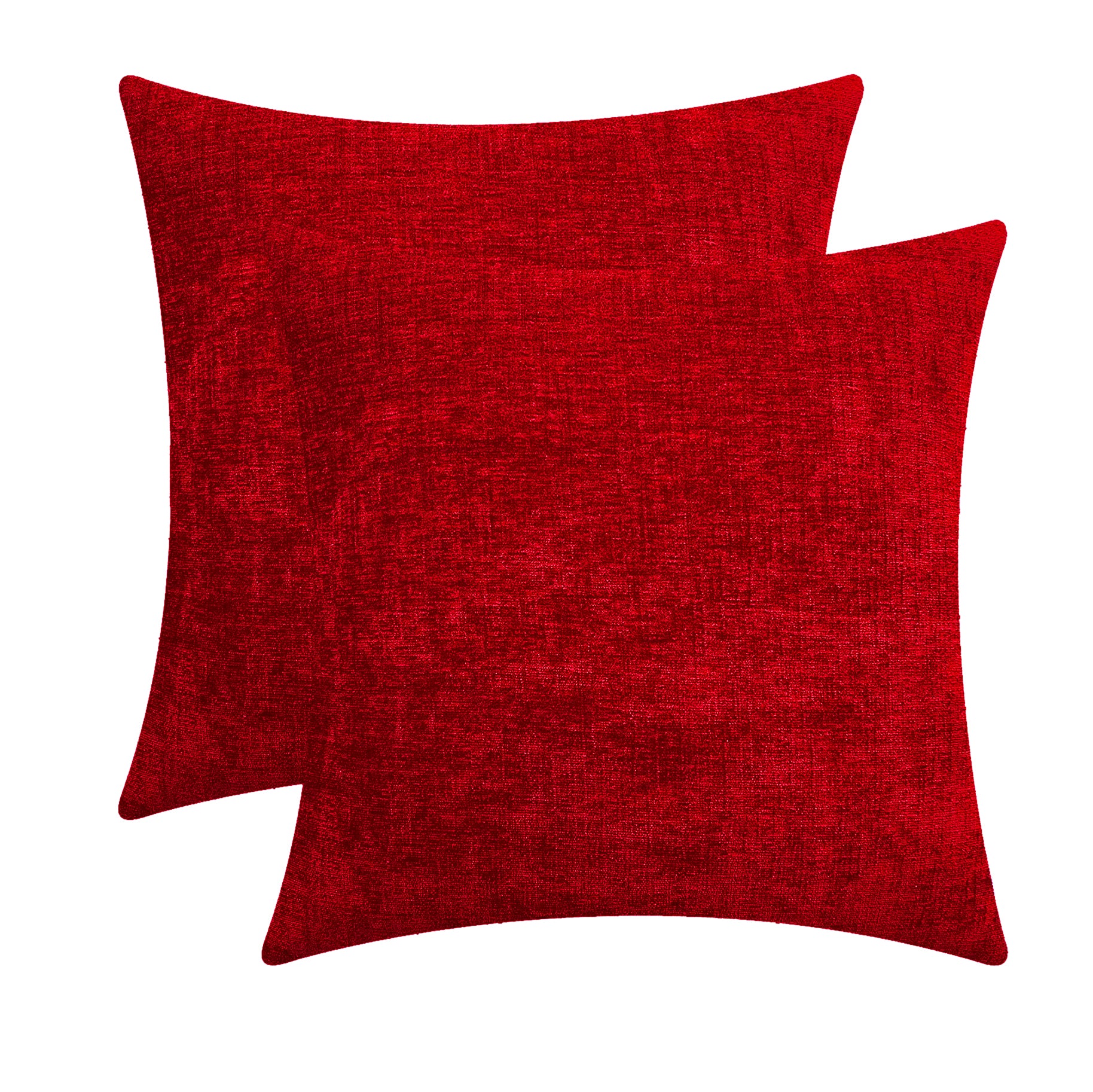 Couch sofa covers, Chenille, couch cushion covers , 16x16 Inch/40x40 Cms, decorative pillow covers, Knife Edge with Invisible Zipper, sectional couch covers, Pack of 2, Red by Lushomes